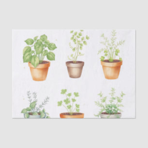 Papel De Seda Plantas Vedadas por Aquarela em Fundo de Creme