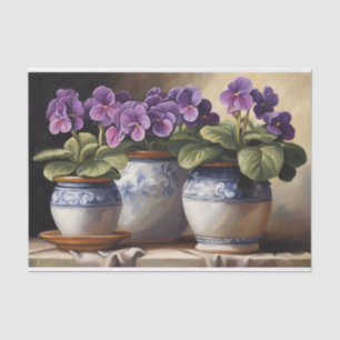 Papel De Seda Plantas violetas africanas roxas nos Potes