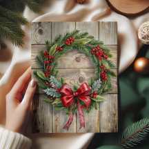Playful Christmas wreath tissue paper rustic