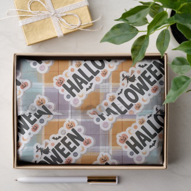 Papel De Seda Playful Halloween Plaid (Presente)