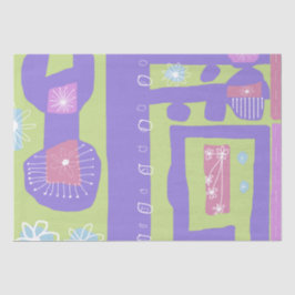 Papel De Seda Ploral Decal Étnica Impressão Purple Verde Branco