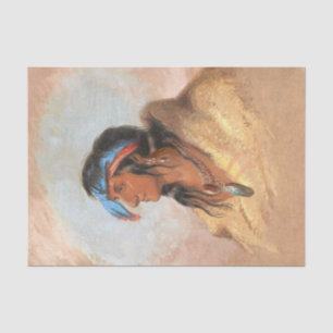 Papel De Seda Pluma Branca de Pintura Vintage Nativa Americana