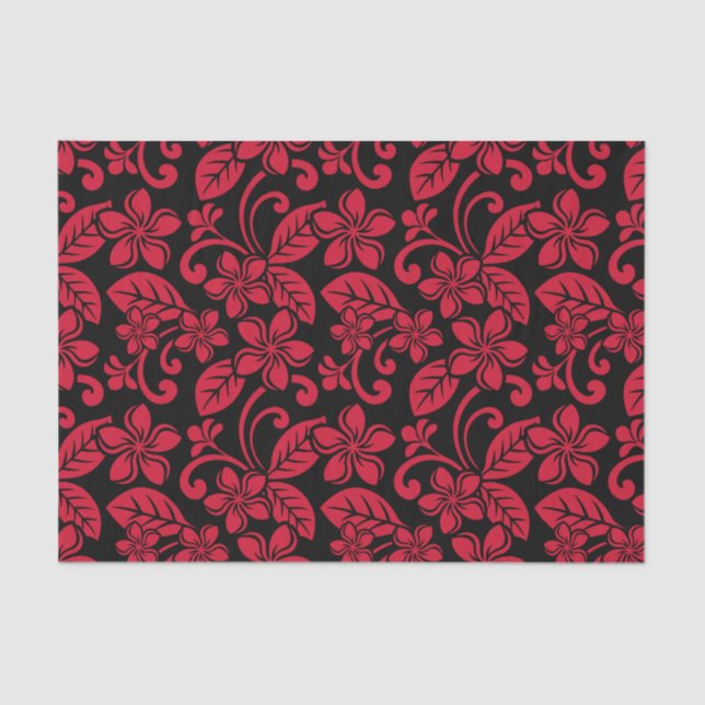 PAPEL DE SEDA PLUMÉRIA ISLAND (PRETO/VERMELHO) (Frente )