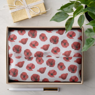 Papel De Seda Pó de Papoula Vermelha Floral Botânico Casamento d