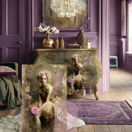 Papel De Seda Pó Dourada, Fada Vintage, Retrato Romantismo