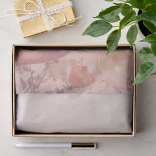 Papel De Seda Poeira de Fada Rosa Coração Cascata Monograma Abst