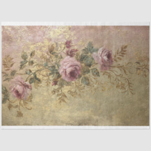 Papel De Seda Poeira Dourada, Floral Vintage & Pátina