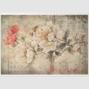 Papel De Seda Poeira Floral Oriental Vintage, Arte de Chinoiseri