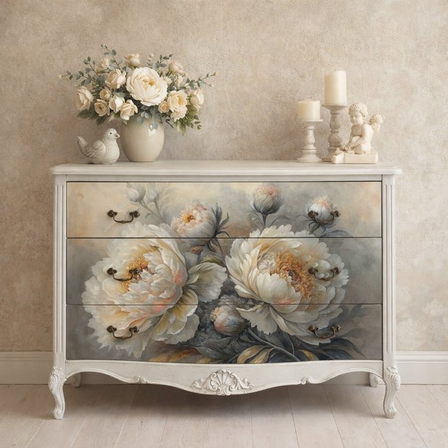 Papel De Seda Poejo Branco Florido Decoupage (Urban Bohemian Woman Neutral Tones Decoupage Tissue Paper Mockup)