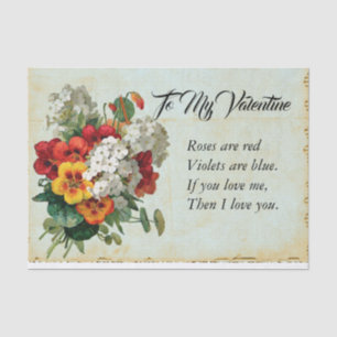 Papel De Seda Poema de Buquê Floral Vitoriano