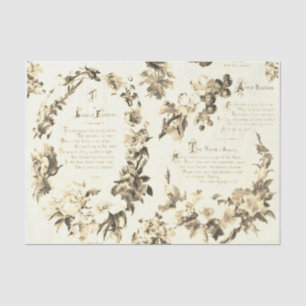 Papel De Seda Poesia da Vintagem Elegante de Flores Beige