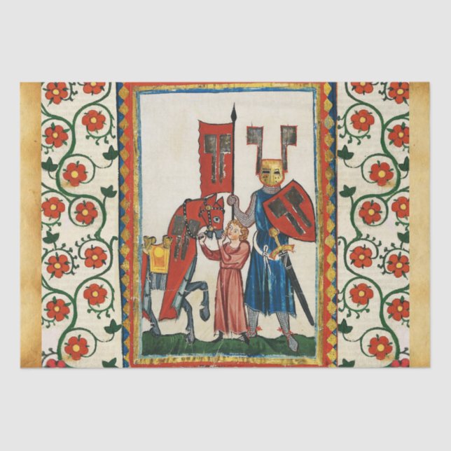 PAPEL DE SEDA POETA ALEMÃO COMO MINIATURA MEDIEVAL DO KNIGHT (Frente )