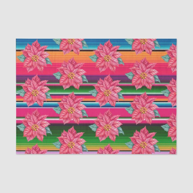 Papel De Seda Poinsétia Serape Mexicana Natal México   (Frente )