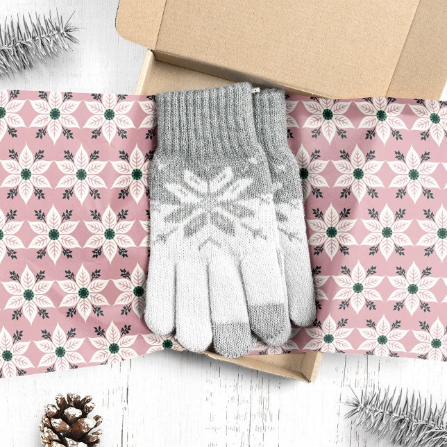 Papel De Seda Poinsétias Brancas no Natal Rosa (Criador carregado)