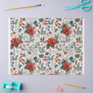 Papel De Seda Poinsettia Christmas Tissue Paper