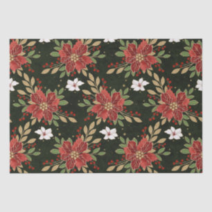Papel De Seda Poinsettia de Inverno Elegante em Fundo Escuro