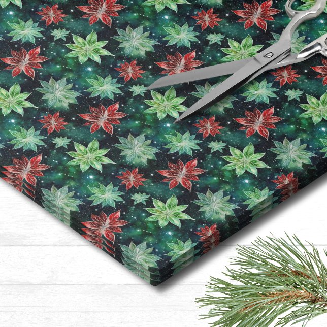 Papel De Seda Poinsettia Natal (Classic Holiday Pattern Christmas Tissue Paper)