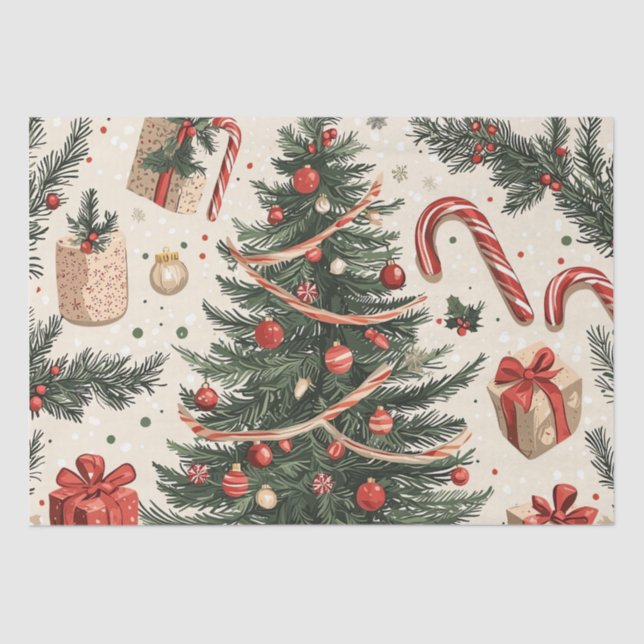 Papel De Seda Poinsettia Padrão Floral de Natal (4) (Frente )