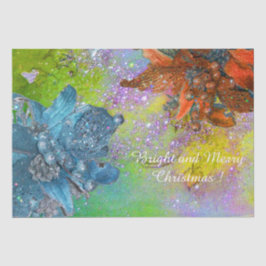 PAPEL DE SEDA POINSETTIAS AZUIS VERMELHAS,XMAS ESTRELAS EM ESPUM