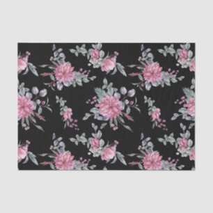 Papel De Seda Poinsettias de Aquarela Elegante no Fundo Negro