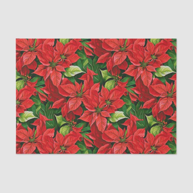 Papel De Seda Poinsettias e Holly Leaves (Frente )