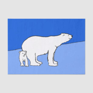 Papel De Seda Polar Bear Mãe e Pintura em Cubo - Arte Selvagem