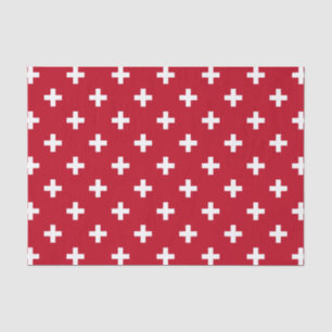 Papel De Seda Polka branca cruza em vermelho