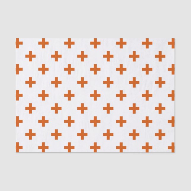 Papel De Seda Polka laranja cruza em branco (Frente )