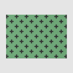 Papel De Seda Polka negra cruza em verde