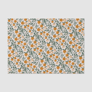 Papel De Seda Pomar Espanhol - padrão das laranjas e folhas