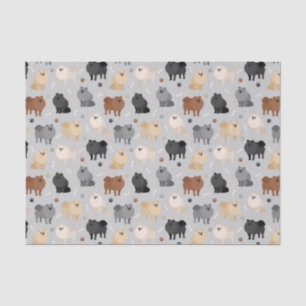 Papel De Seda Pomeranian Paw-prints and Dog Bones Tissue Paper
