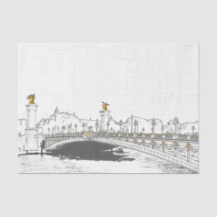 Papel De Seda Pont Alexandre III sobre o rio Sena - Paris Franç