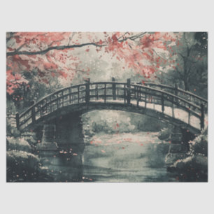 Papel De Seda Ponte da Flor de Cerejeira Sumi-E Paisagem (1)