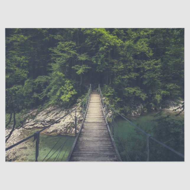 Papel De Seda Ponte de suspensão simples sobre o rio Idrijca, Sl (Frente )