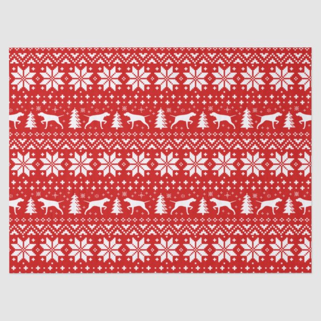 Papel De Seda Ponteiro Silhouettes Padrão de Natal Vermelho (Frente )