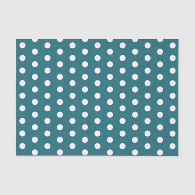Papel De Seda Pontinhos Turquesa e Branco (Frente )