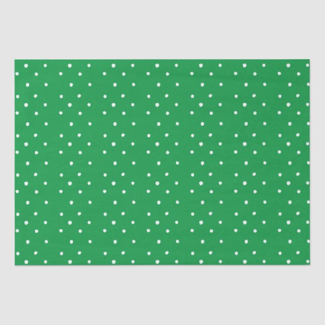 Papel De Seda Pontinhos Verde E Branco  (Frente )