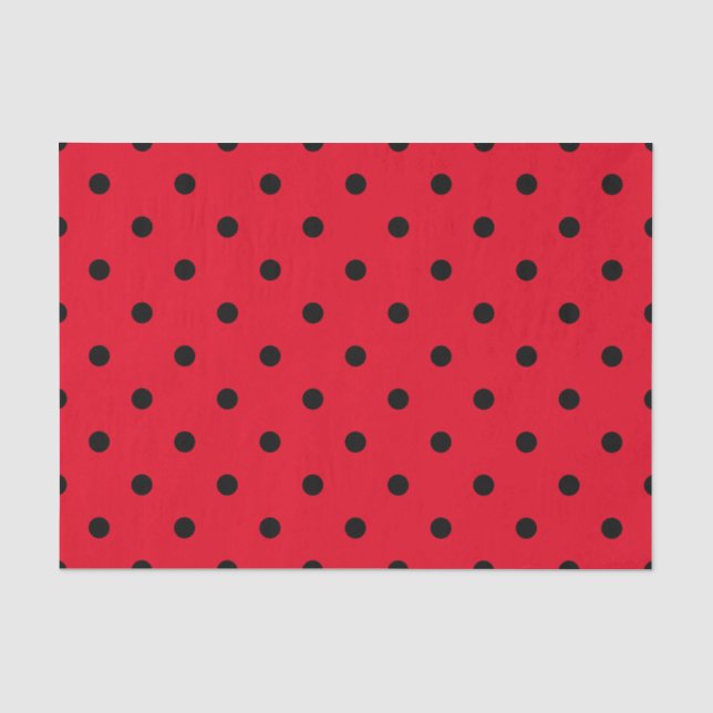 Papel De Seda Pontinhos Vermelhos e Pretos (Frente )