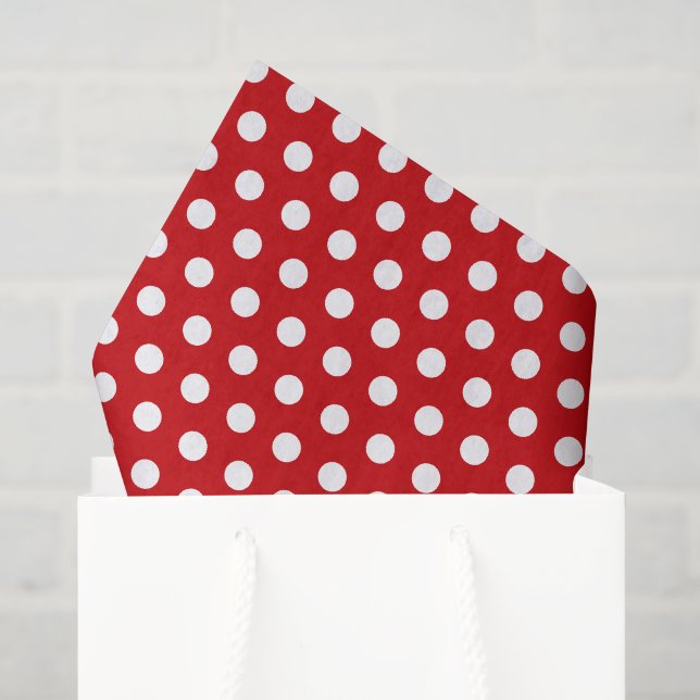 Papel De Seda Pontos Brancos Ousados em Vermelho (Sacola de presentes)