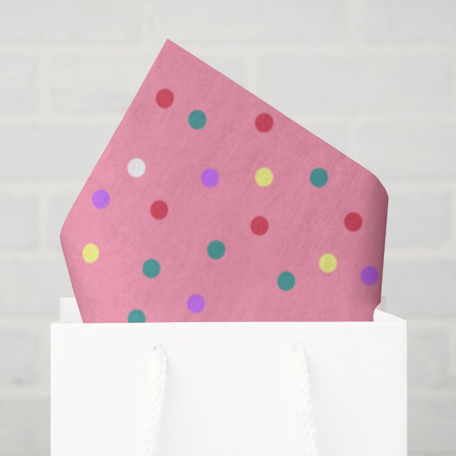 Papel De Seda Pontos Coloridos em Rosa (Sacola de presentes)