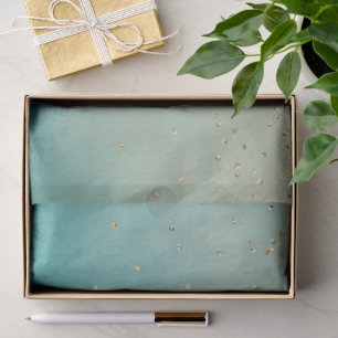 Papel De Seda Pontos de Brilho Verde Azul Dourado