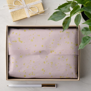 Papel De Seda Pontos de Confete Dourados Rosa Bege