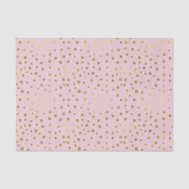 Papel De Seda Pontos de Confetti Dourados Rosa bonito (Frente )