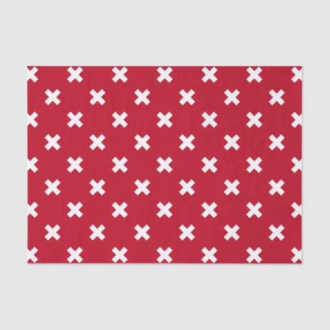 Papel De Seda Pontos de cruz brancos em vermelho (Frente )