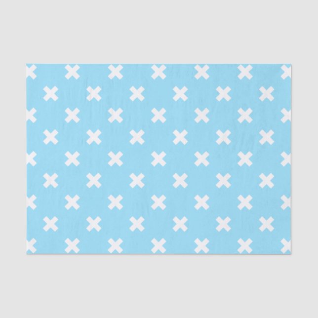 Papel De Seda Pontos de cruz brancos no azul-bebê (Frente )