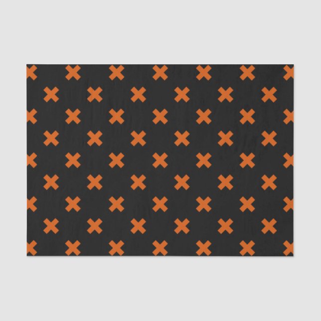 Papel De Seda Pontos de cruz laranja a preto (Frente )