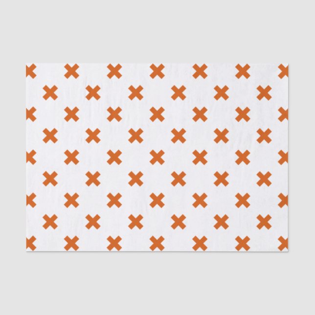 Papel De Seda Pontos de cruz laranja em branco (Frente )