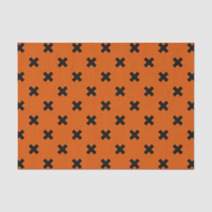 Papel De Seda Pontos de cruz pretos em laranja