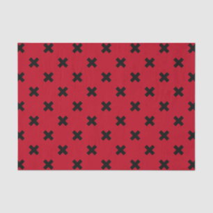 Papel De Seda Pontos de cruz pretos em vermelho