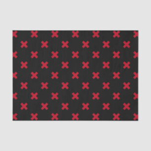 Papel De Seda Pontos de cruz vermelhos em preto